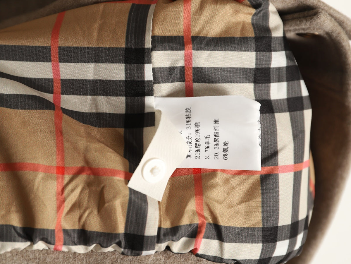 Burberry Vintage Check Series Taupe Button‑Up Bomber Jacket