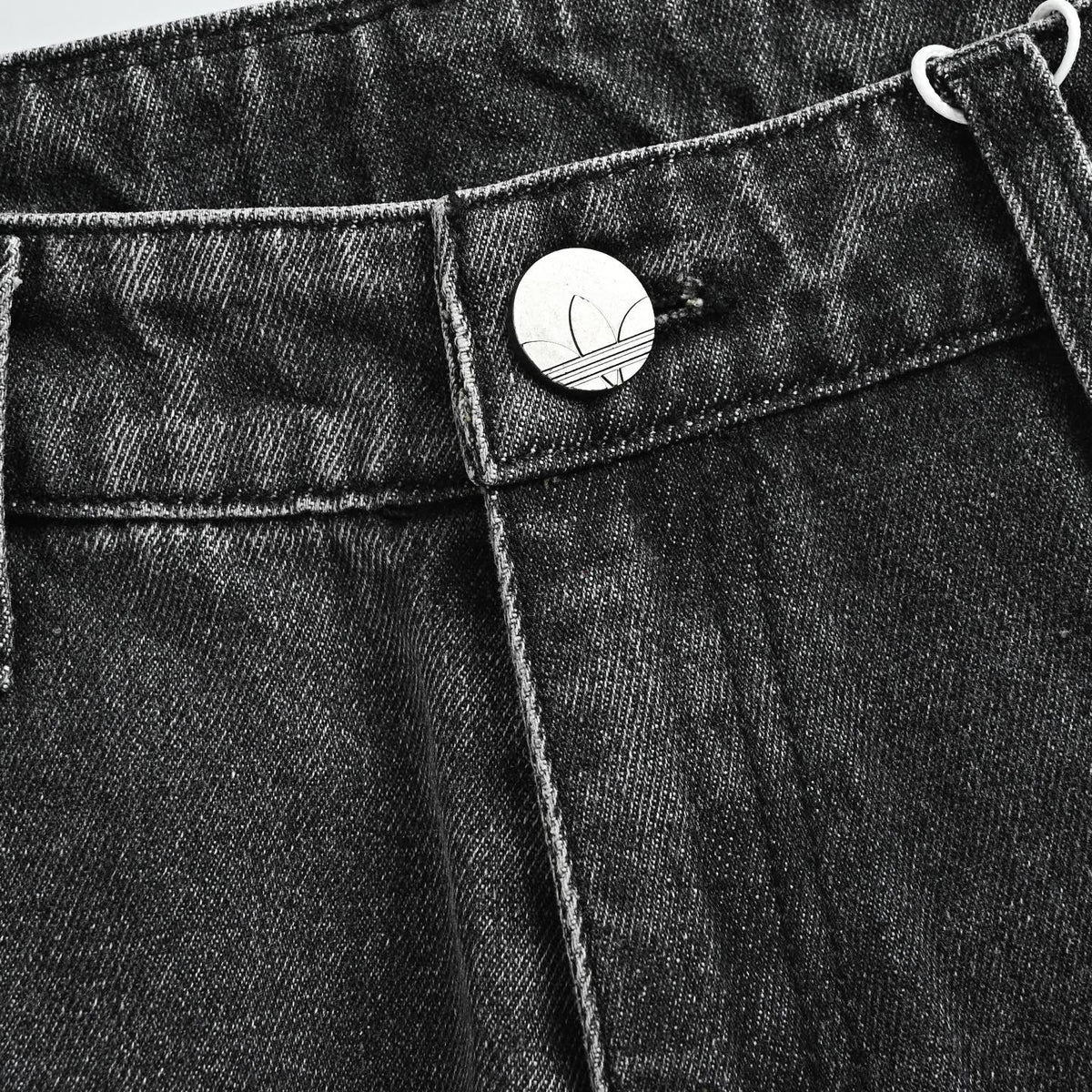 Adidas Originals Washed‑Grey 3‑Stripe Panel Loose Denim Pants