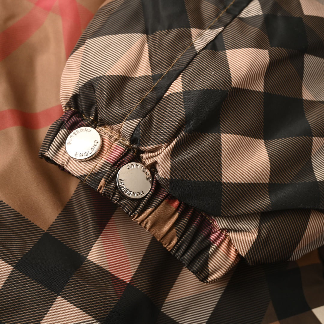Burberry Check Pattern Hooded Nylon Jacket