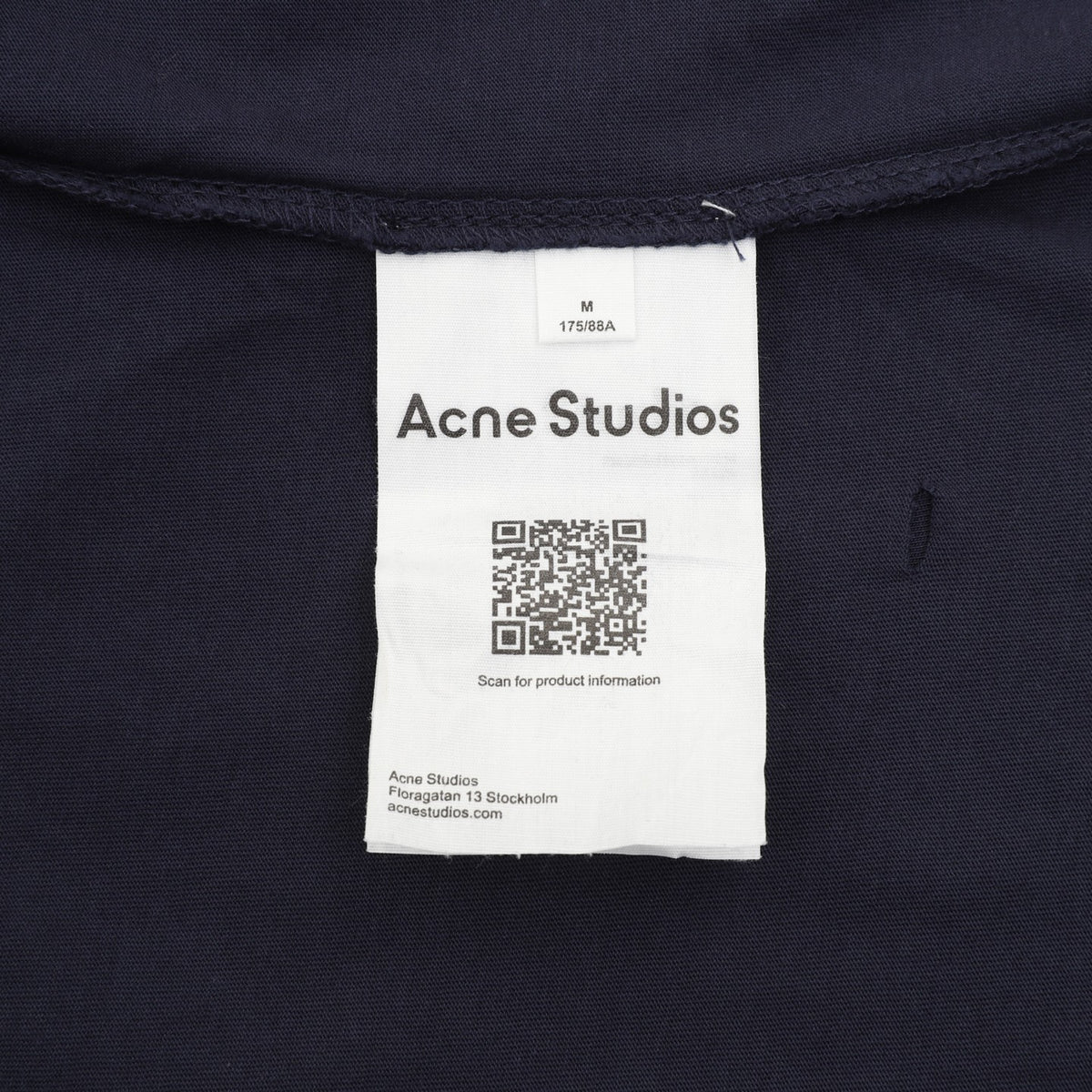 Acne Studios Distressed Layered‑Look Navy Blue Long‑Sleeve Logo Print T‑Shirt