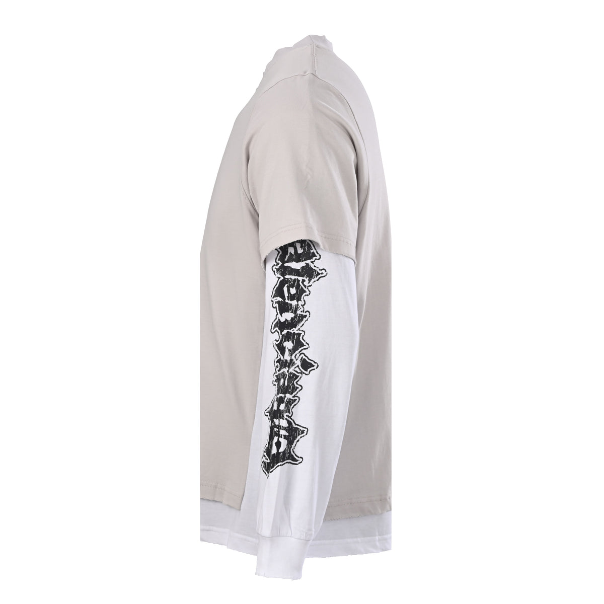 Balenciaga Hybrid-Double Unisex Layered Long-Sleeve T-Shirt in Light Grey & White