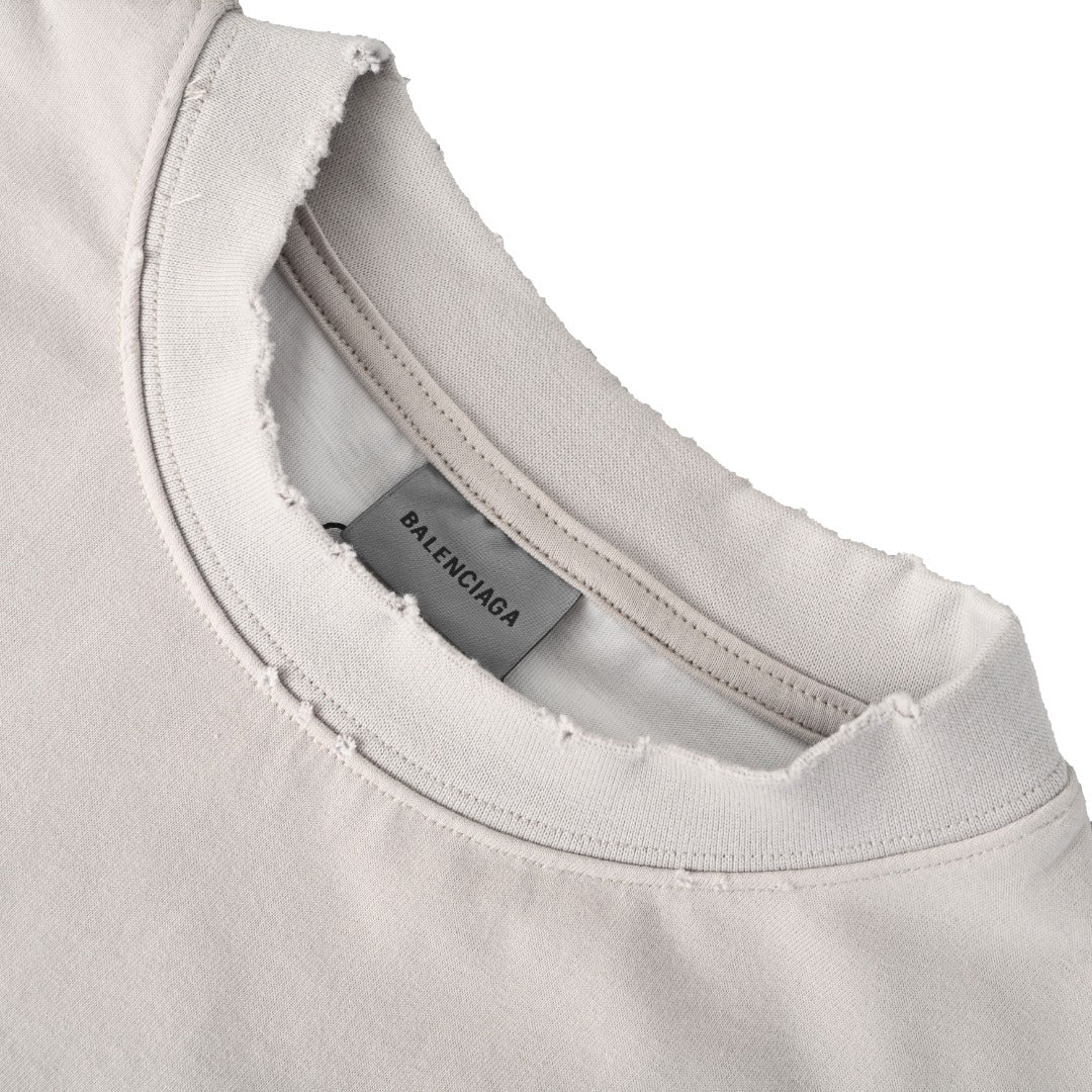 Balenciaga Hybrid-Double Unisex Layered Long-Sleeve T-Shirt in Light Grey & White