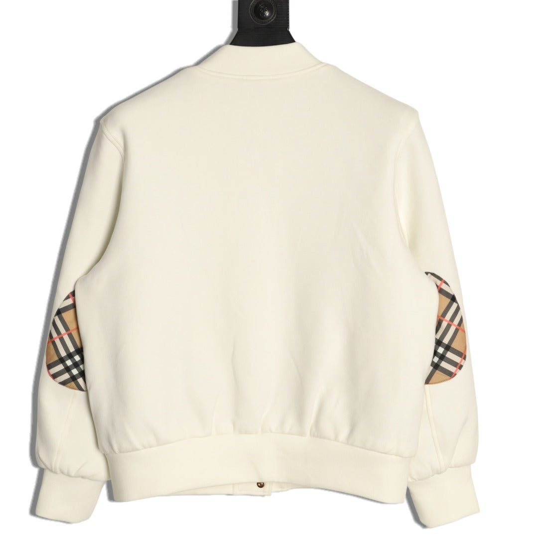Burberry Vintage Check Series Cream Button‑Up Bomber Jacket