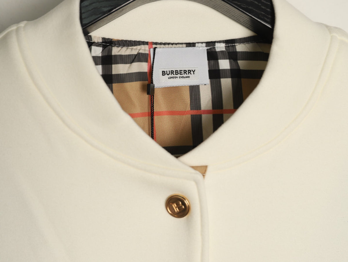 Burberry Vintage Check Series Cream Button‑Up Bomber Jacket