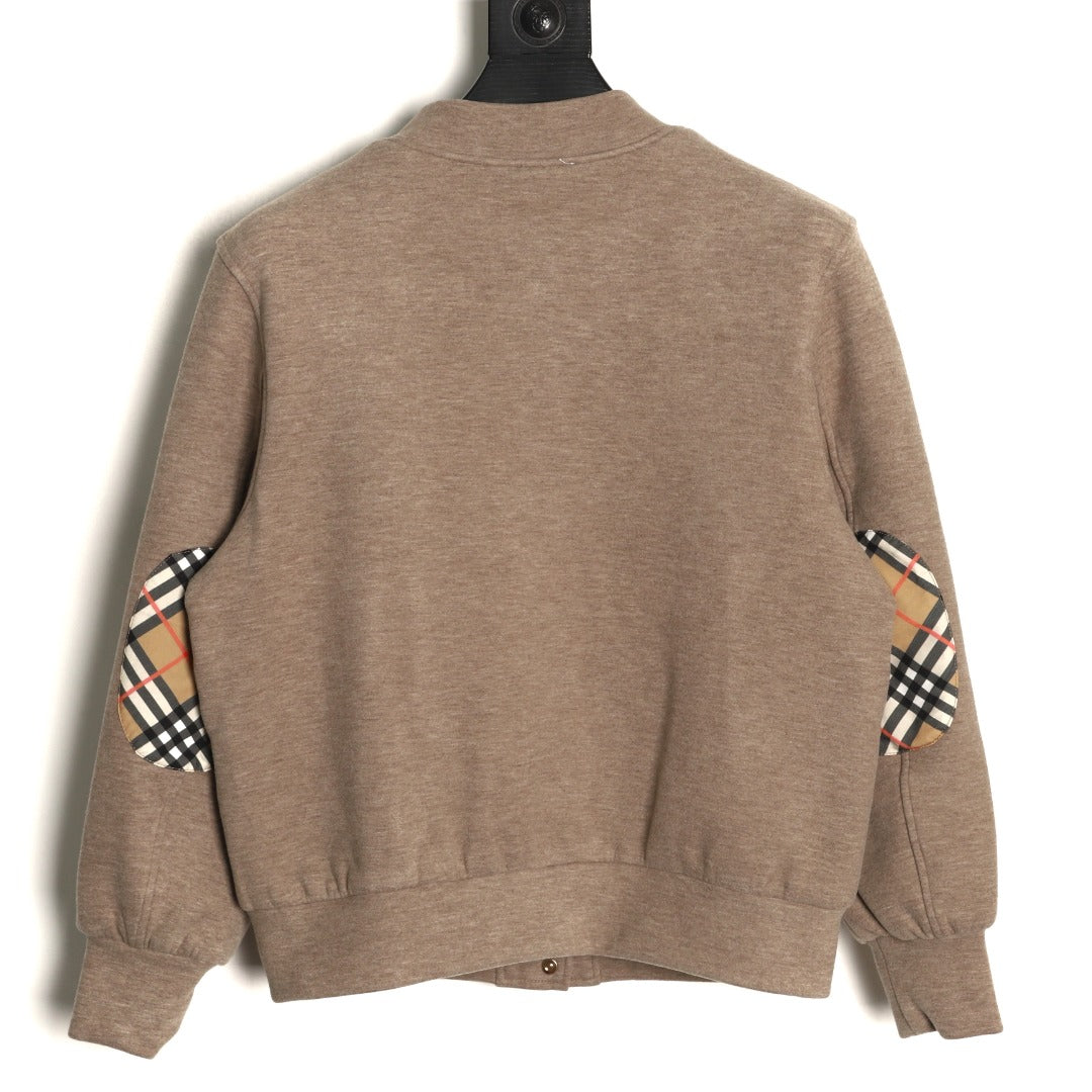 Burberry Vintage Check Series Taupe Button‑Up Bomber Jacket