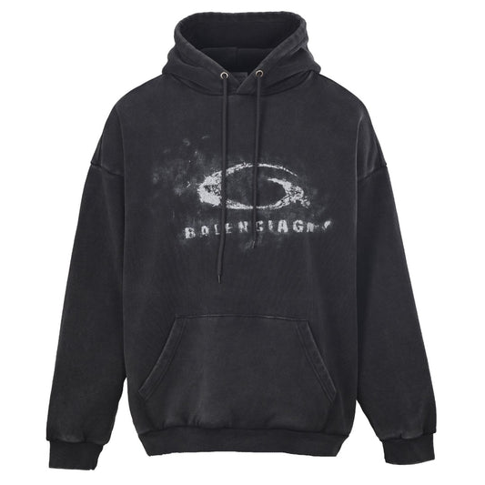 Balenciaga Crayon Loop Oversized Washed Black Hoodie