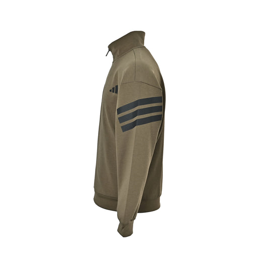 Adidas 3‑Stripes Olive Green Stand‑Collar Full‑Zip Track Jacket