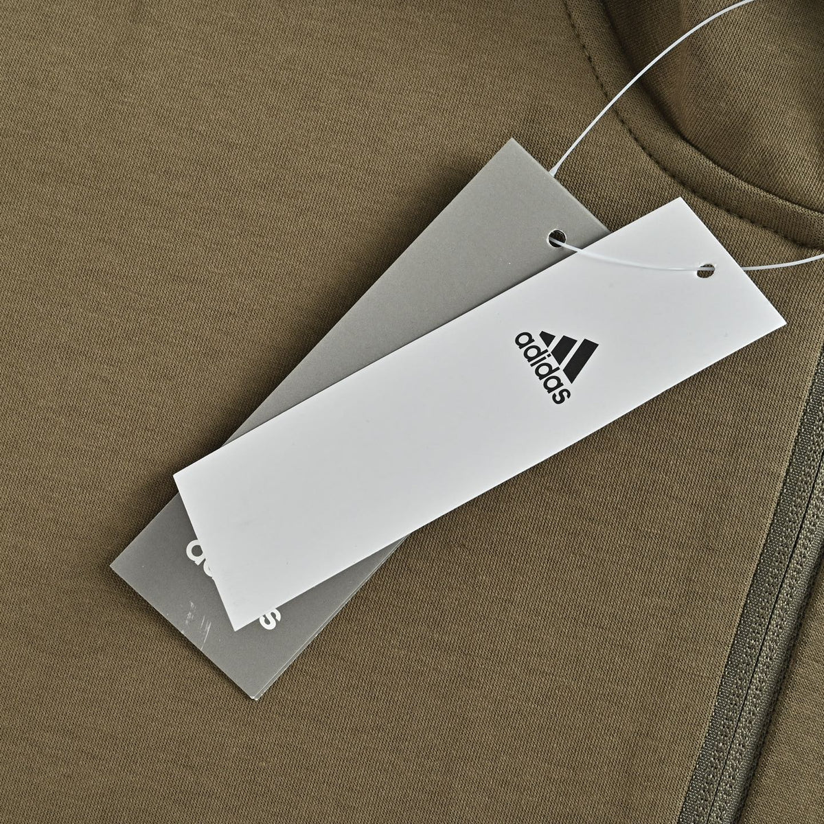 Adidas 3‑Stripes Olive Green Stand‑Collar Full‑Zip Track Jacket