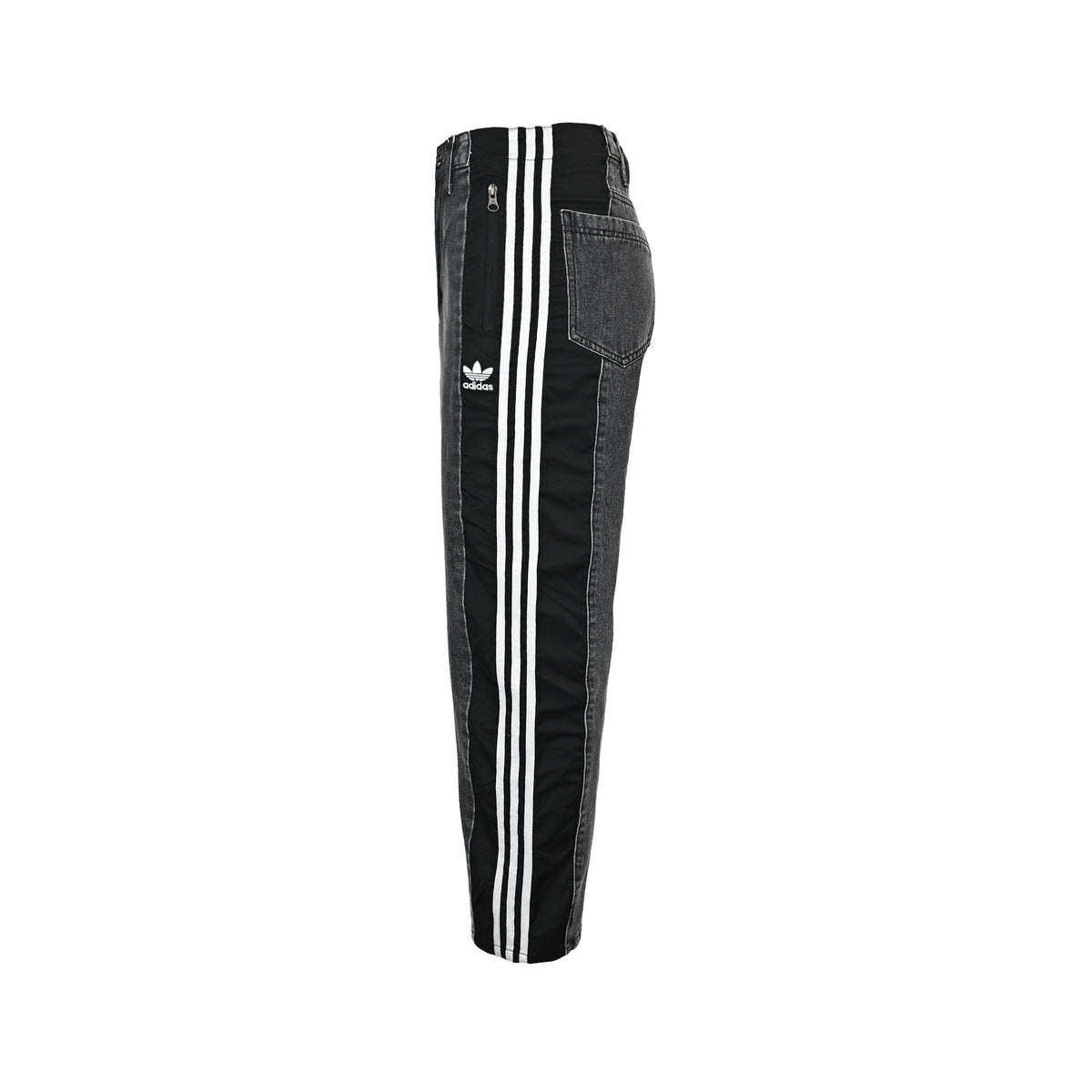Adidas Originals Washed‑Grey 3‑Stripe Panel Loose Denim Pants