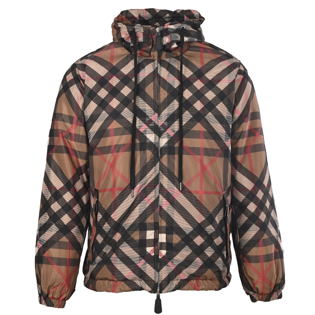 Burberry Check Pattern Hooded Nylon Jacket