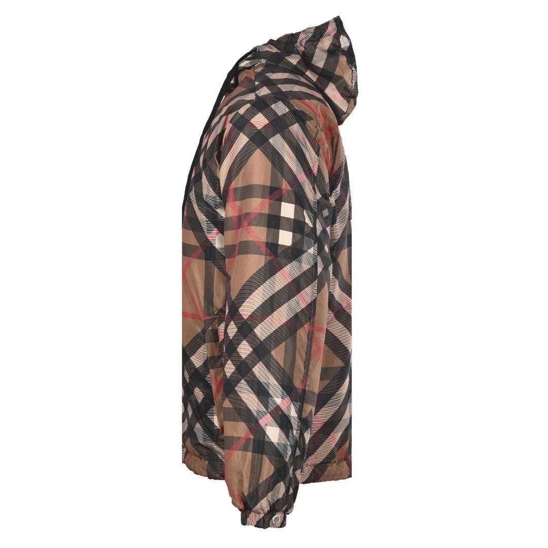 Burberry Check Pattern Hooded Nylon Jacket