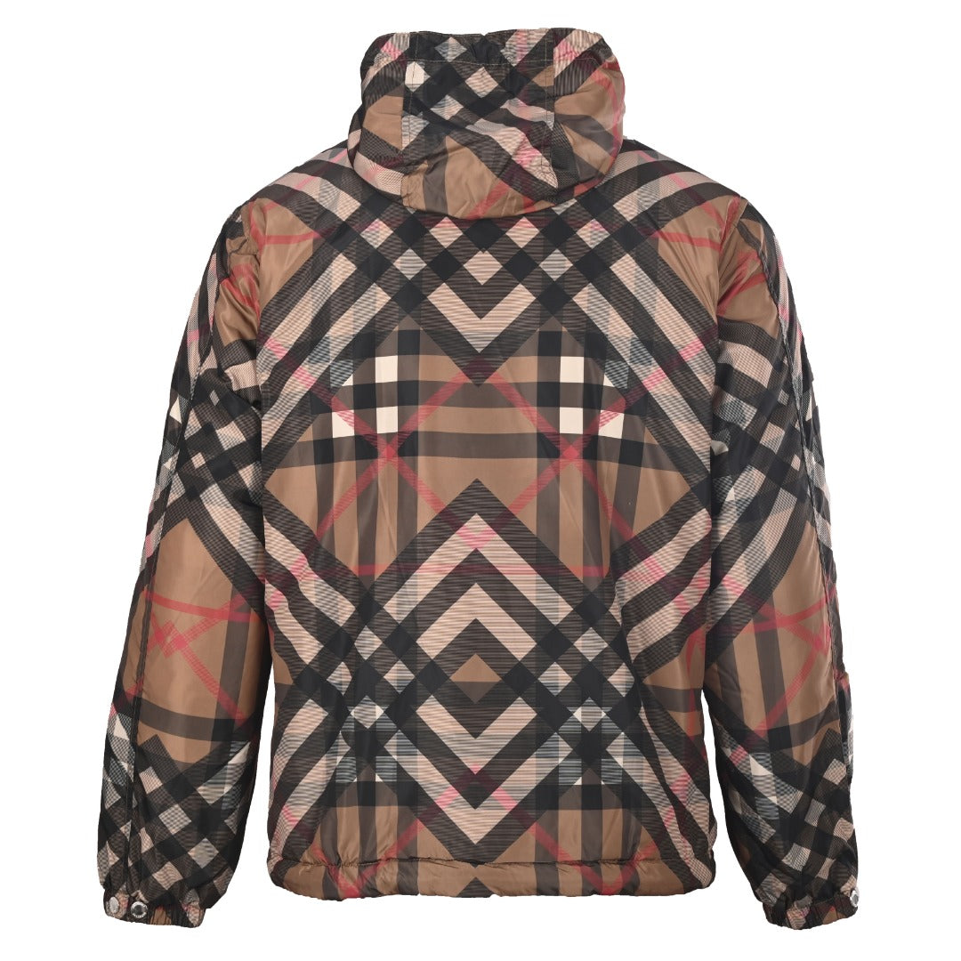 Burberry Check Pattern Hooded Nylon Jacket
