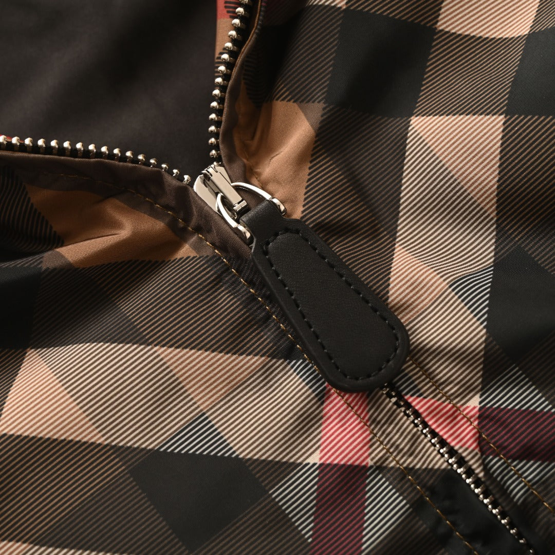 Burberry Check Pattern Hooded Nylon Jacket
