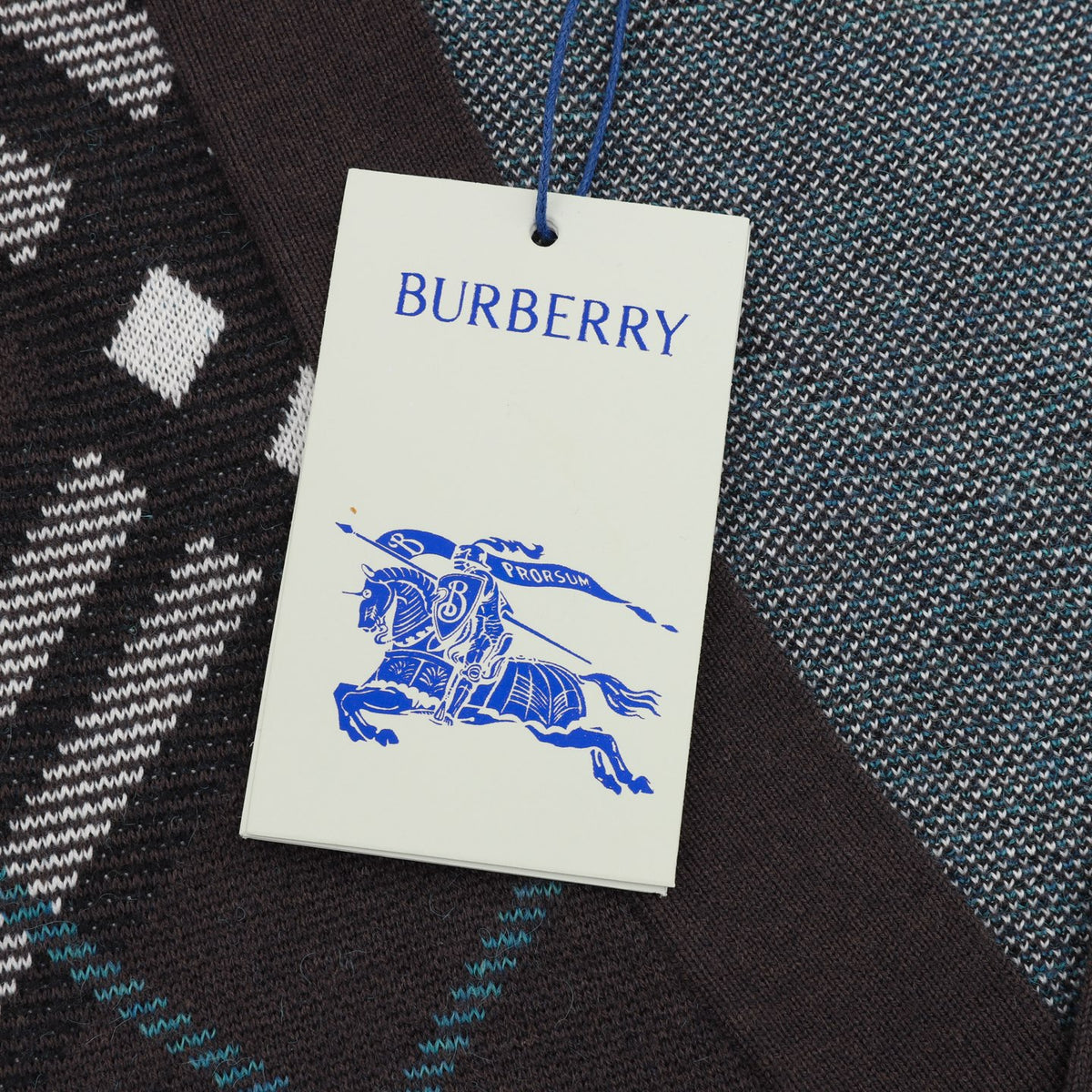 Burberry Check‑Pattern Dark Brown V‑Neck Knit Cardigan