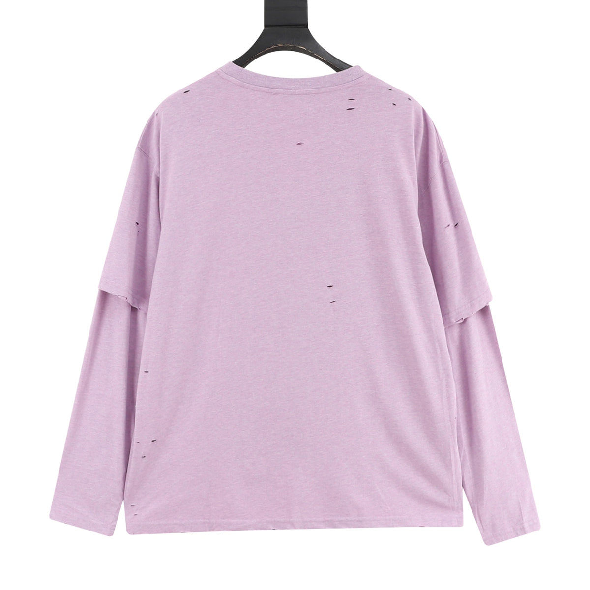 Acne Studios Distressed Layered‑Look Lavender Long‑Sleeve Logo Print T‑Shirt