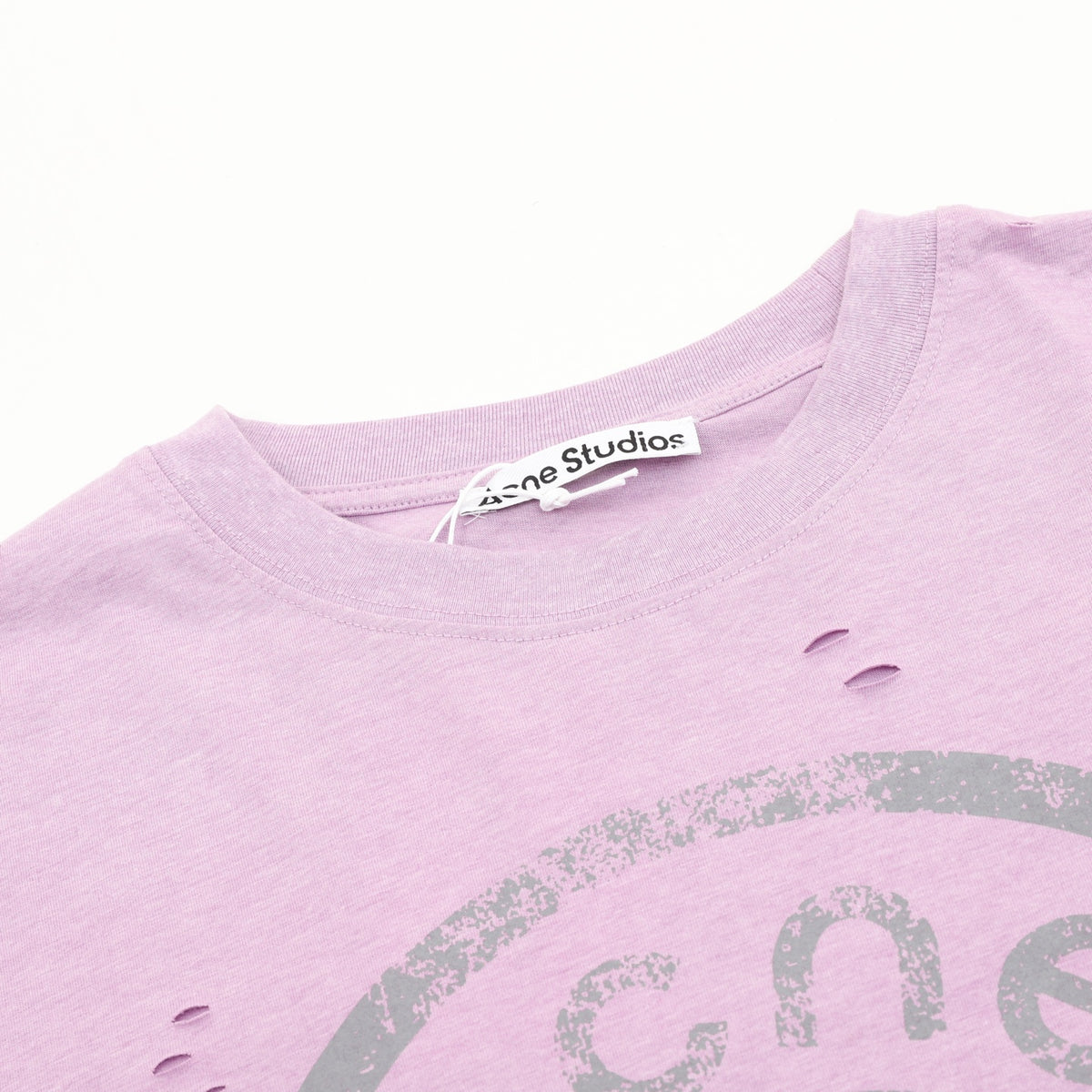 Acne Studios Distressed Layered‑Look Lavender Long‑Sleeve Logo Print T‑Shirt