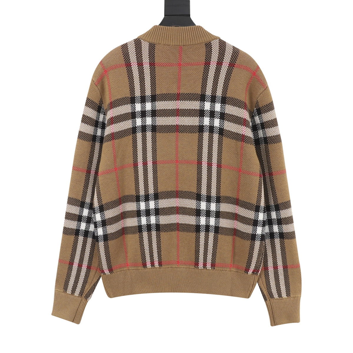 Burberry Vintage Check Camel Full‑Zip Knit Bomber Jacket