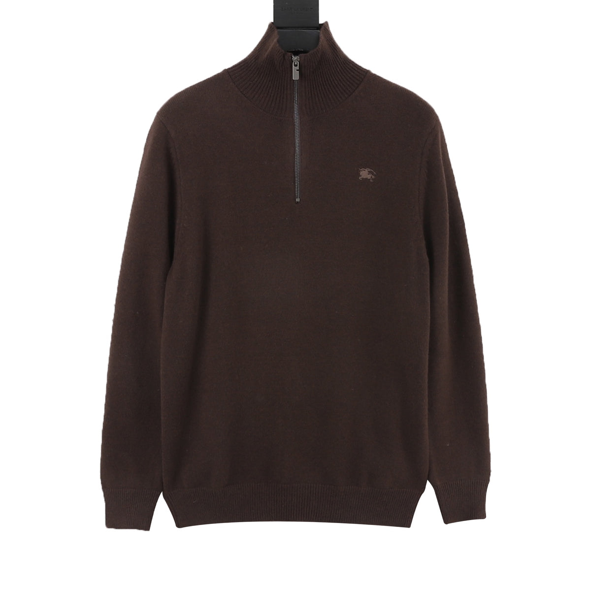 Burberry EKD Logo Brown Half‑Zip Turtleneck Wool Sweater