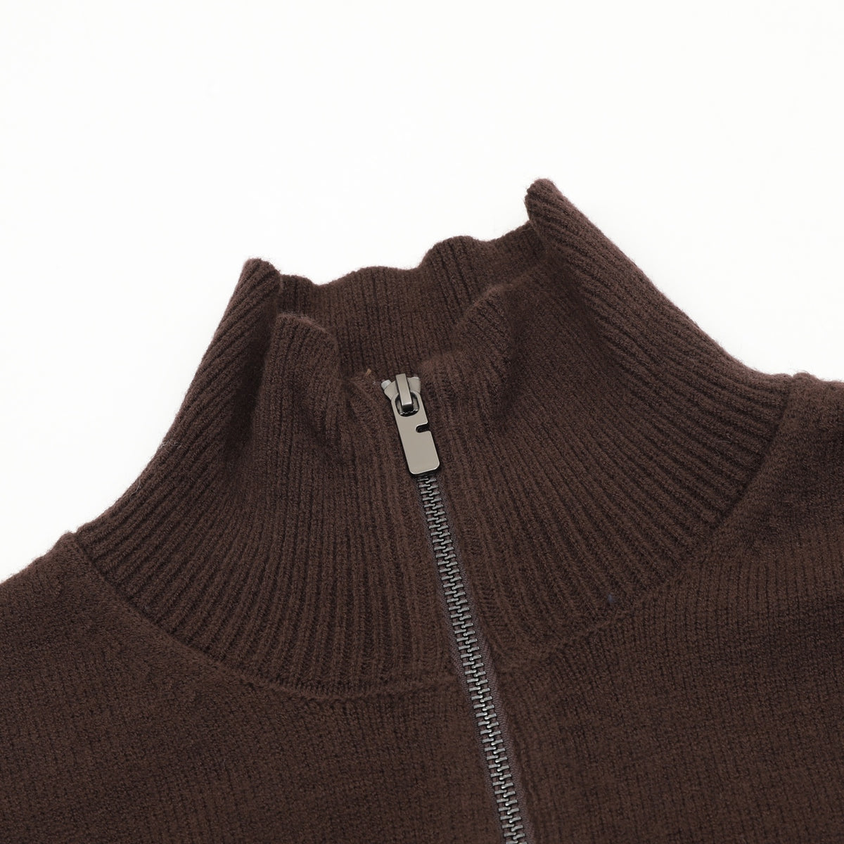 Burberry EKD Logo Brown Half‑Zip Turtleneck Wool Sweater