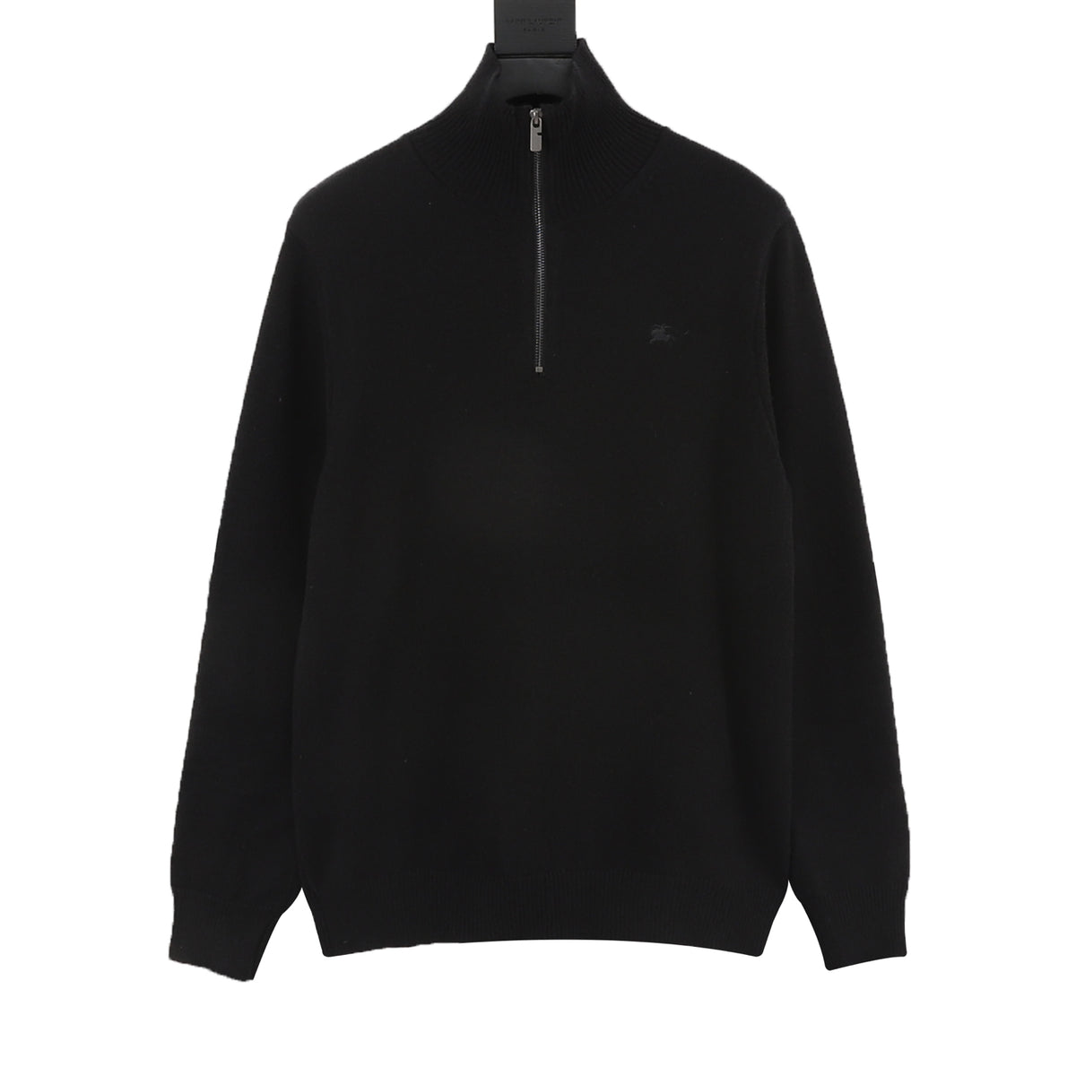 Burberry EKD Logo Black Half‑Zip Turtleneck Wool Sweater