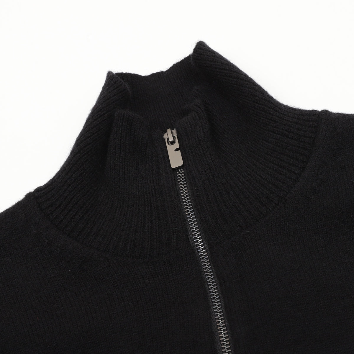 Burberry EKD Logo Black Half‑Zip Turtleneck Wool Sweater
