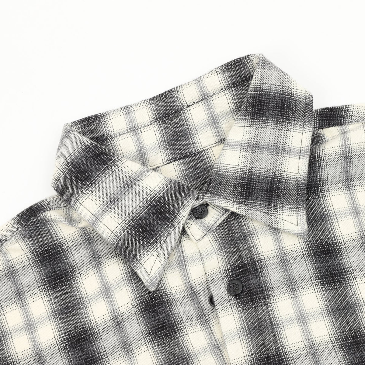 Balenciaga Logo Print Plaid Flannel Shirt in Black and White
