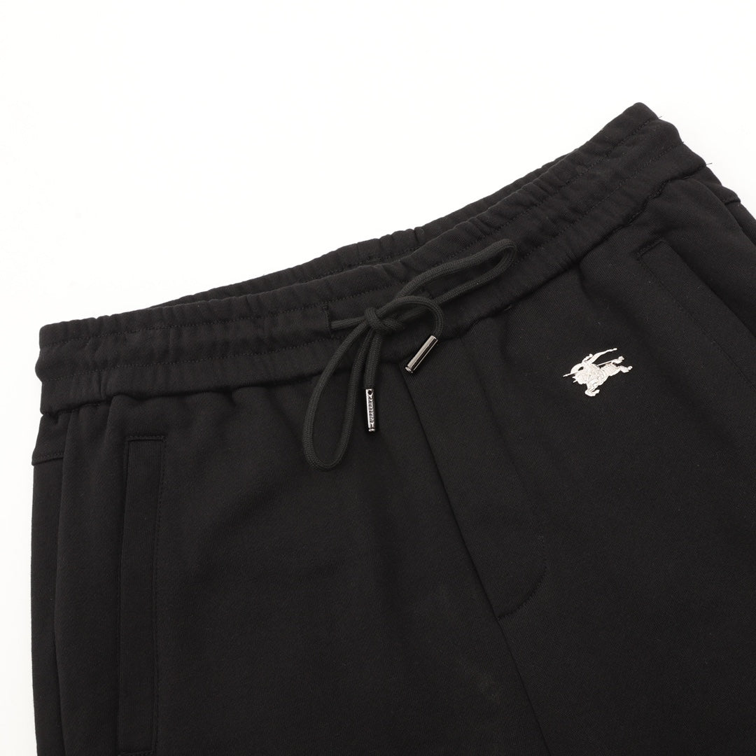 Burberry Equestrian Knight Logo Black Jogger Pants