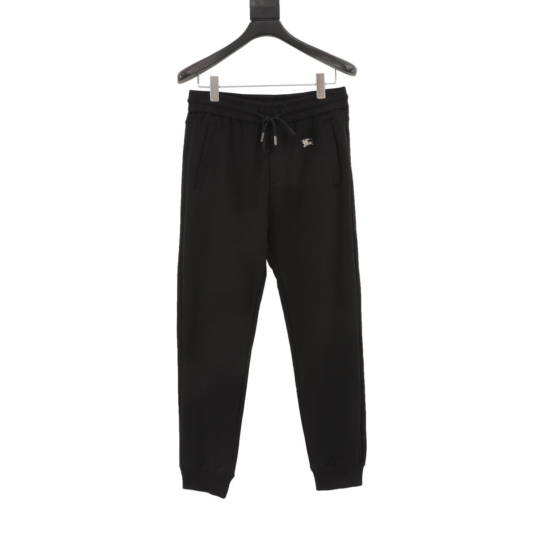 Burberry Equestrian Knight Logo Black Jogger Pants