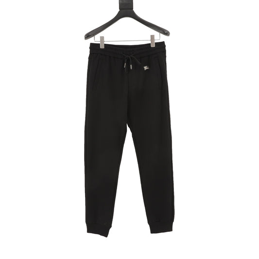 Burberry Equestrian Knight Logo Black Jogger Pants