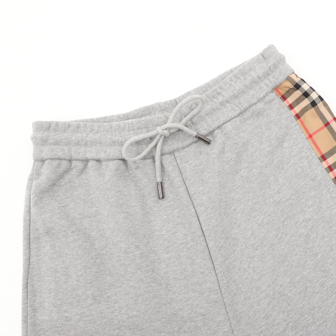 Burberry Vintage Check Side-Stripe Logo Joggers in Grey