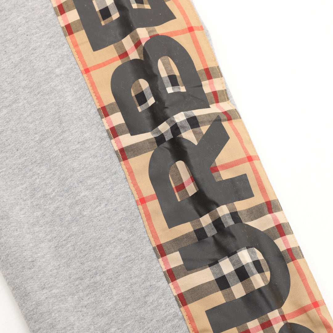 Burberry Vintage Check Side-Stripe Logo Joggers in Grey