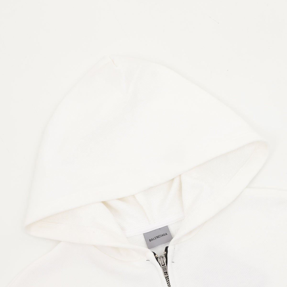 Balenciaga Blue Gothic Logo Zip-Up Hoodie in White
