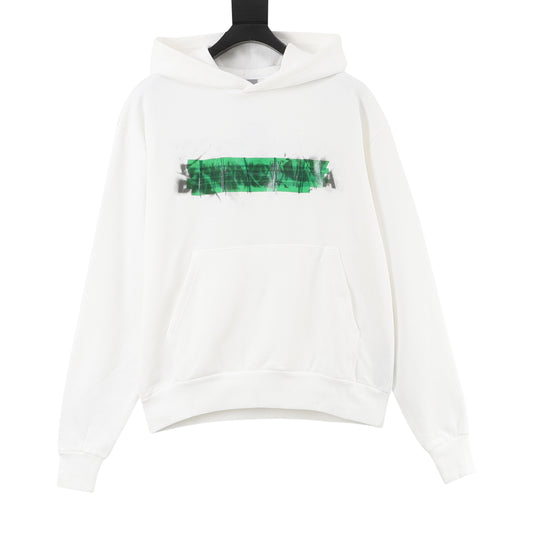 Balenciaga Green Tape Logo Hoodie in White