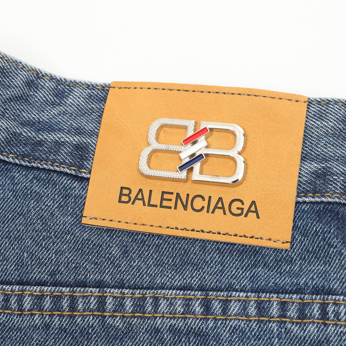 Balenciaga BB Laurel Embroidered Wide-Leg Jeans in Washed Blue