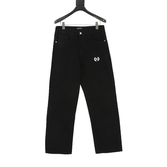 Balenciaga BB Laurel Embroidered Wide-Leg Jeans in Black