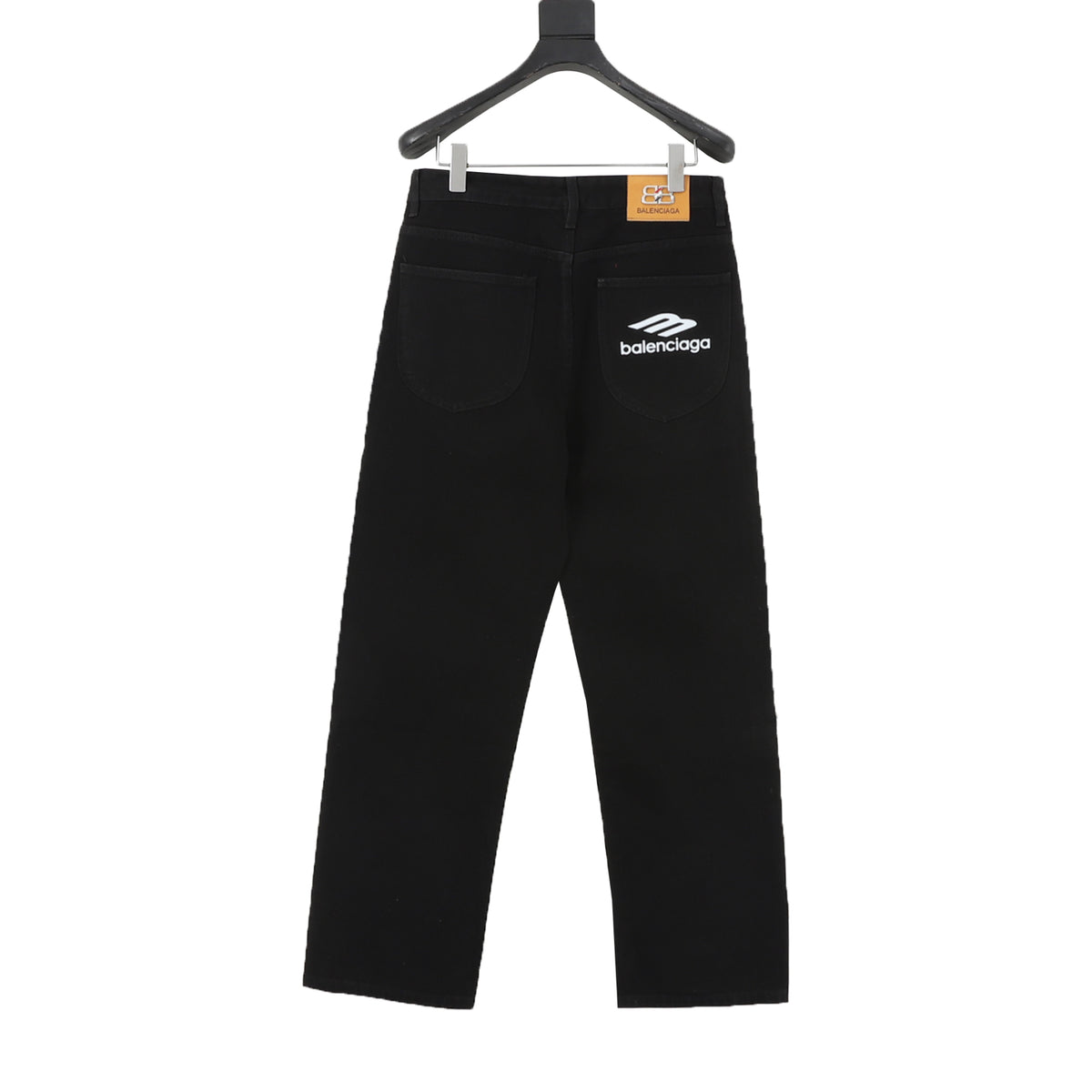 Balenciaga BB Laurel Embroidered Wide-Leg Jeans in Black