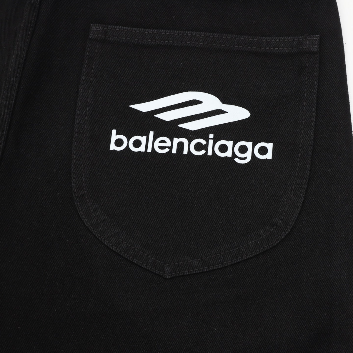 Balenciaga BB Laurel Embroidered Wide-Leg Jeans in Black