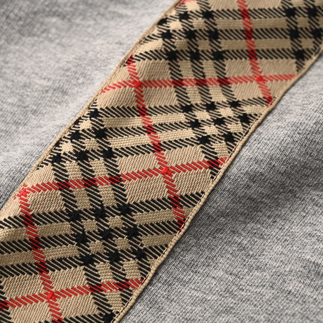 Burberry Heather Grey Vintage Check Side Stripe Jogger Pants