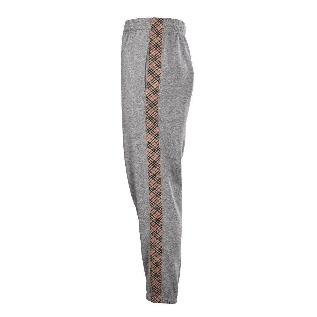 Burberry Heather Grey Vintage Check Side Stripe Jogger Pants