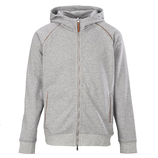 Brunello Cucinelli Heather Grey Full Zip Hooded Sweatshirt
