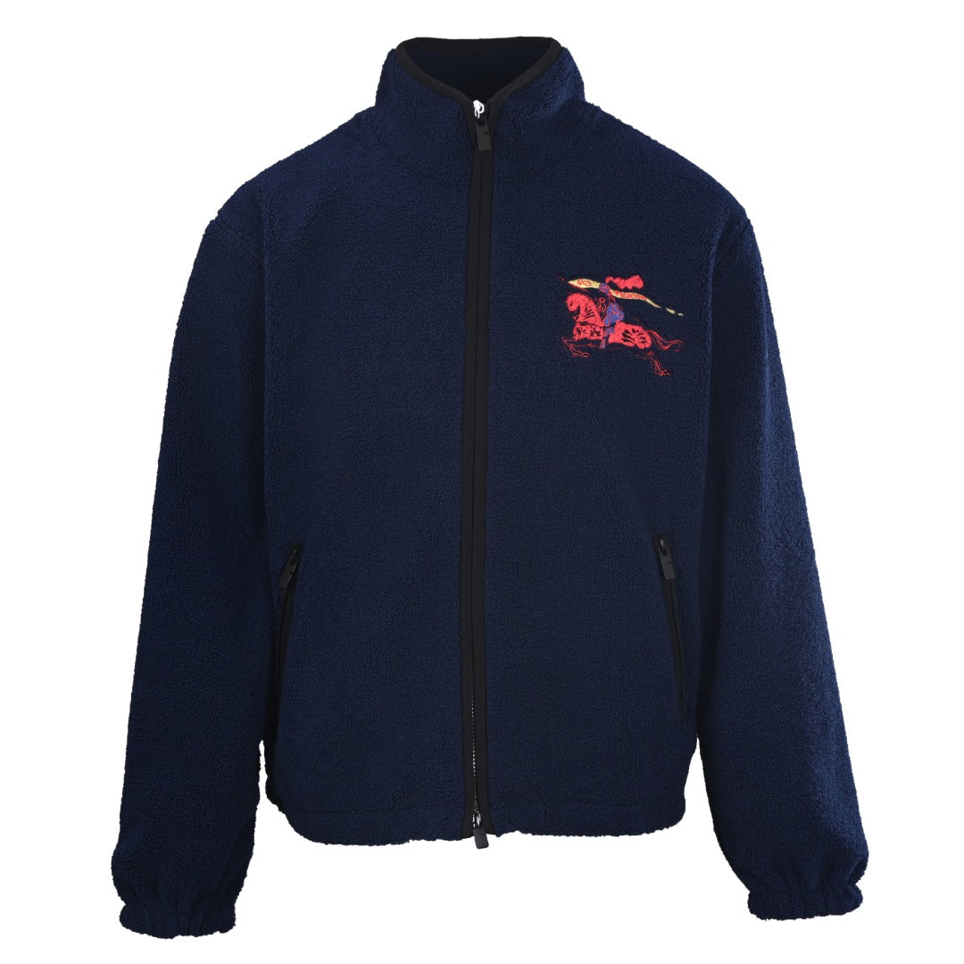 Burberry Navy Equestrian Embroidery Fleece Jacket