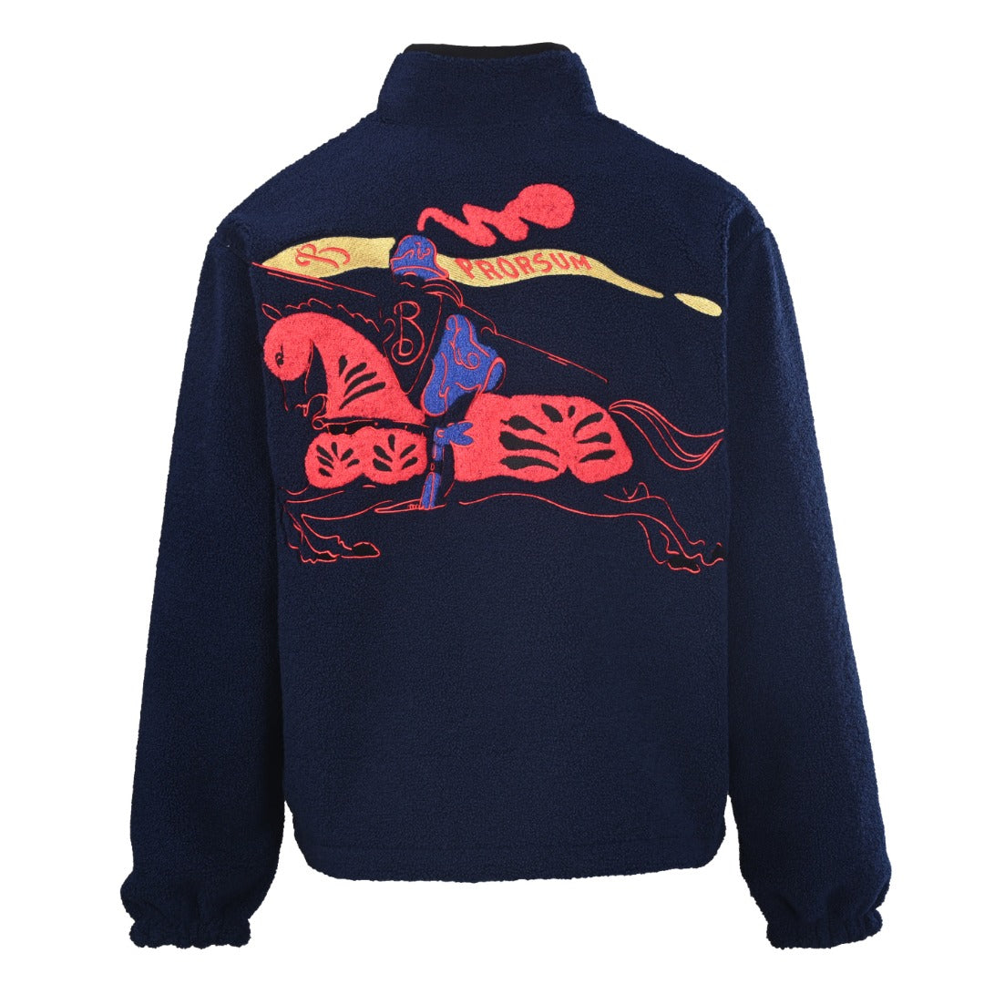 Burberry Navy Equestrian Embroidery Fleece Jacket