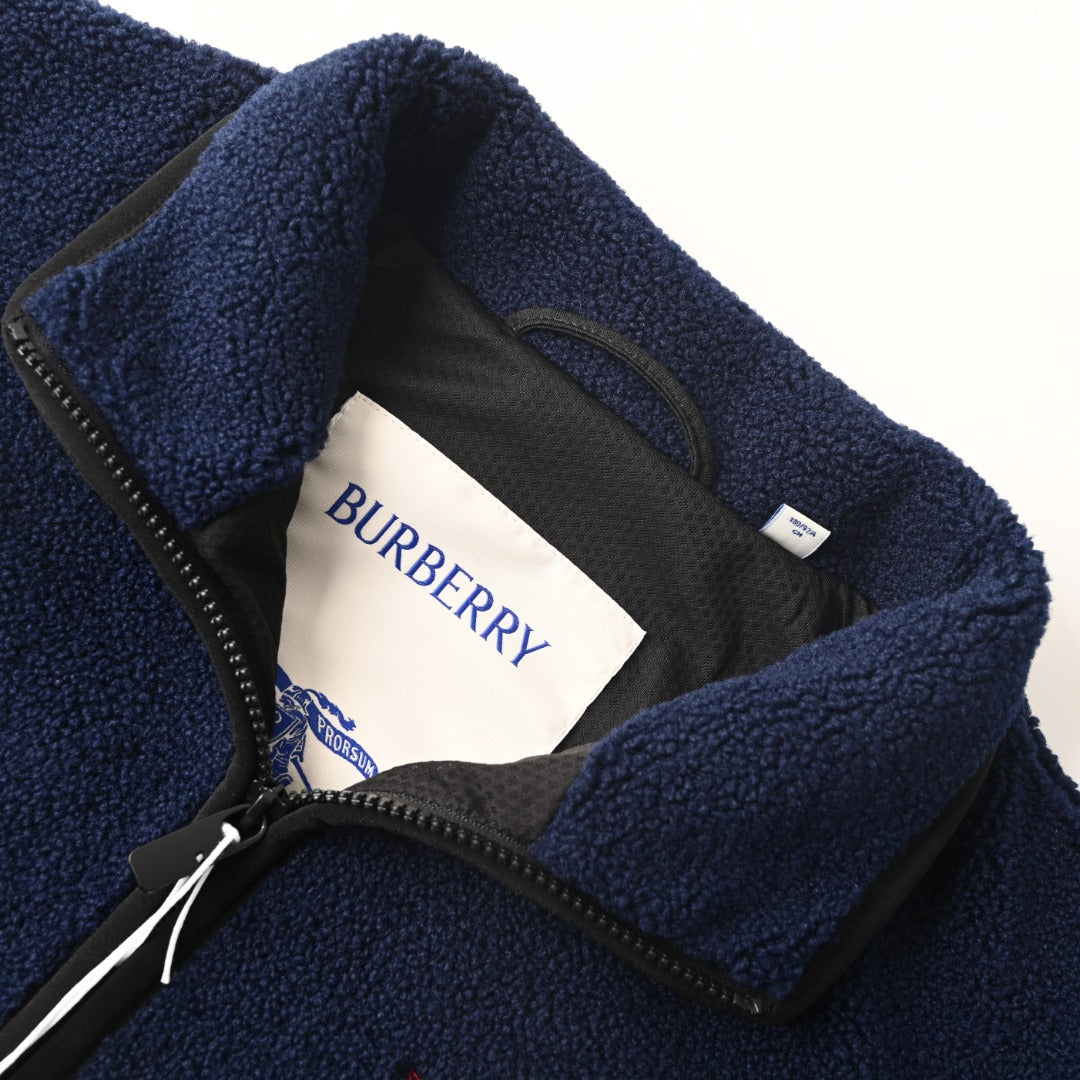Burberry Navy Equestrian Embroidery Fleece Jacket