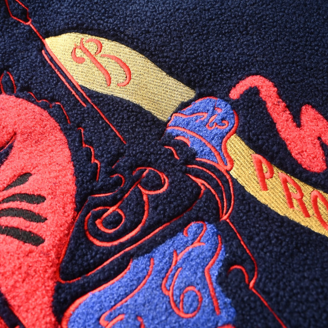 Burberry Navy Equestrian Embroidery Fleece Jacket