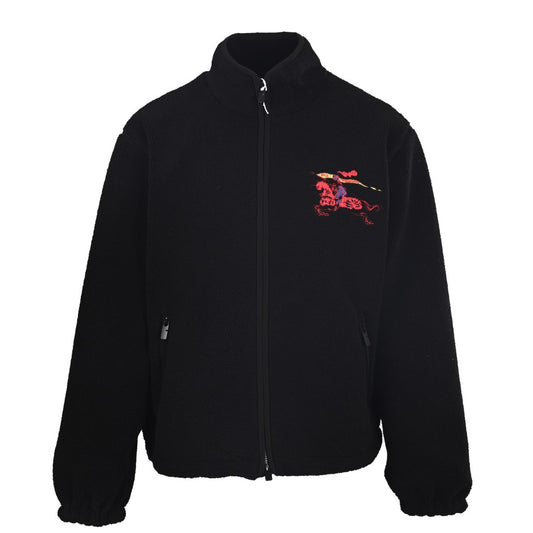 Burberry Black Equestrian Embroidery Fleece Jacket