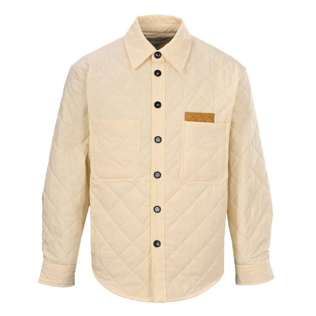 Bottega Veneta Cream Quilted Shirt Jacket
