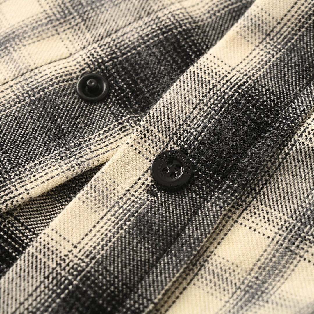 Balenciaga Black Beige Plaid Long Sleeve Shirt