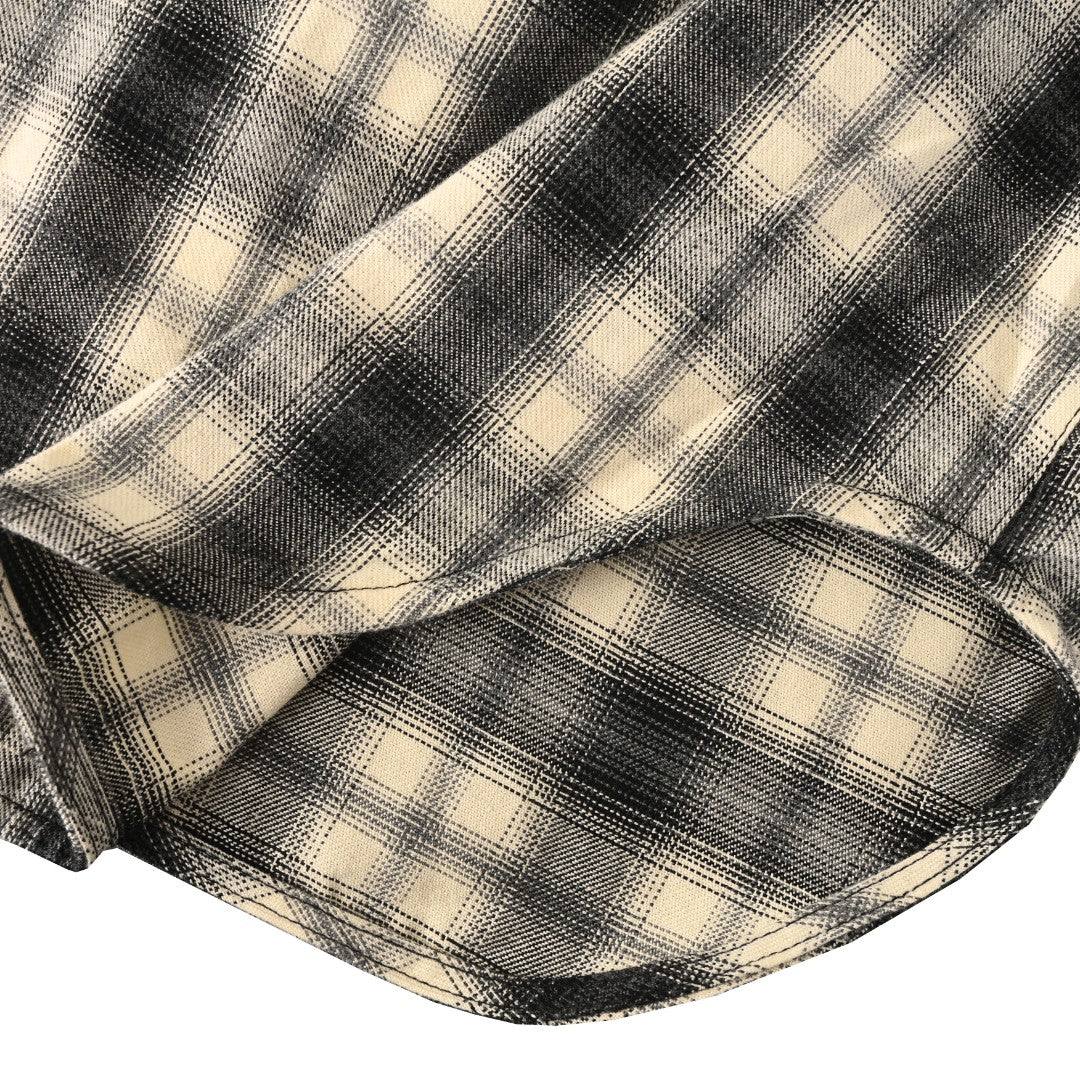 Balenciaga Black Beige Plaid Long Sleeve Shirt