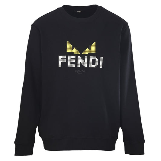 Fendi Black Pixel Monster Eyes Crew Sweatshirt