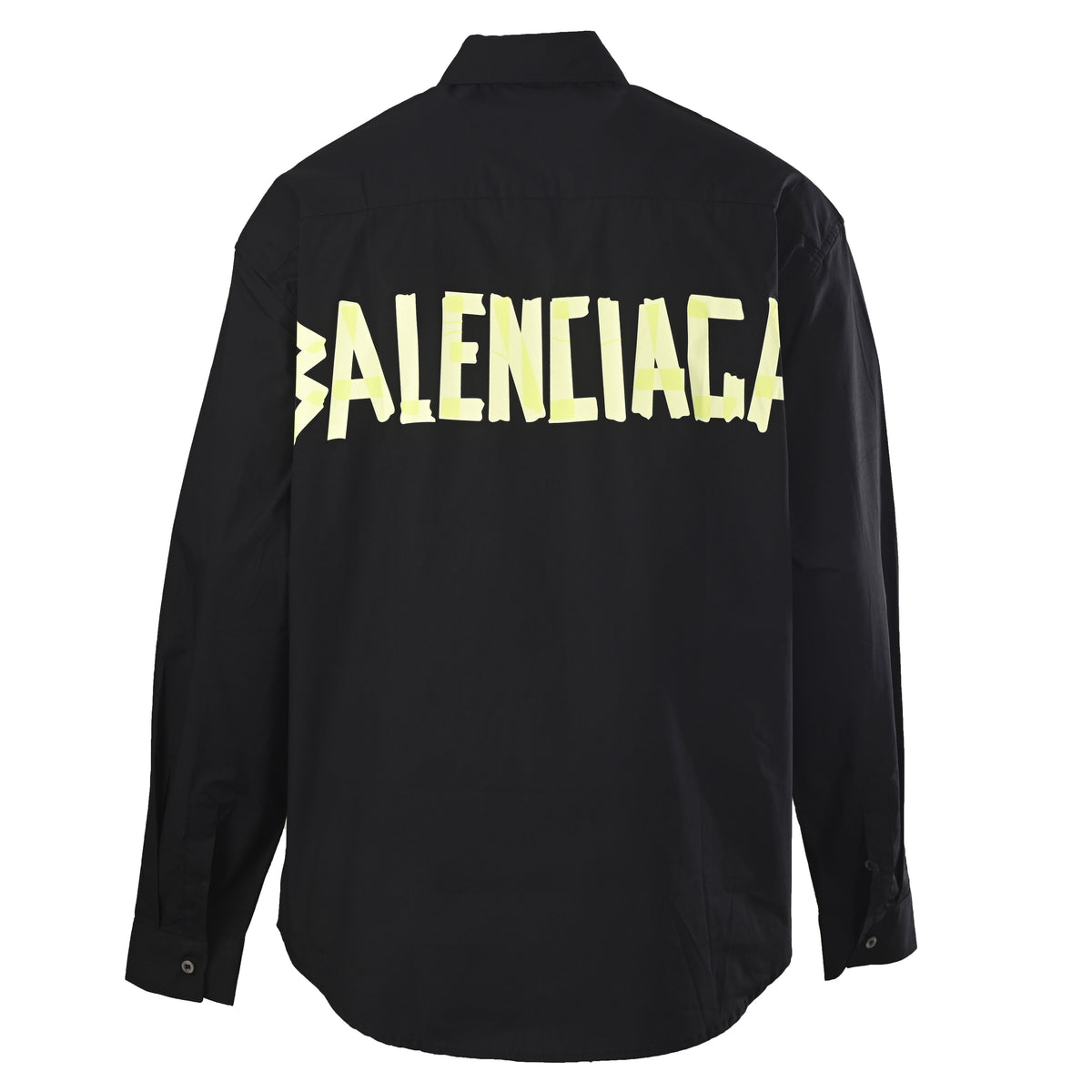 Balenciaga Black Neon Logo Back Print Long Sleeve Shirt